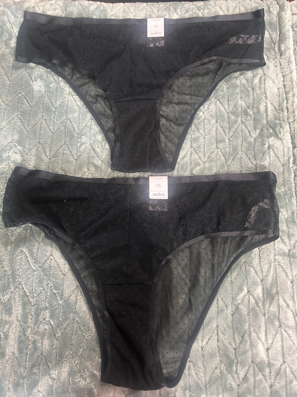 Auden Black Lace Sheer Cheeky Panties Duo